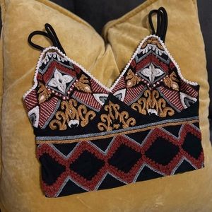 Zara Embroidered Jacquard Crop Top / Bralette size S - Intricate design